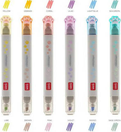 Legami - Set Di 6 Evidenziatori Pastello Doppia Punta, 12 Colori Pastello, Inchiostro A Base Di Acqua, Punta A Scalpello, 1,3x13,5 Cm, Tema Meow Cancelleria e prodotti per ufficio/Penne matite scrittura e correzione/Marcatori ed evidenziatori/Evidenziatori Cartoleria Deja Vu - Crotone, Commerciovirtuoso.it