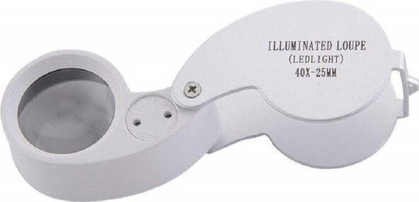 Lente-Ingrandimento-Illuminata-40x-25mm-A-Led-Da-Tasca-Precisione-Pieghevole-Metallo