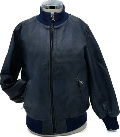 Leo---Bomber-Bambino-Blu-in-vera-pelle
