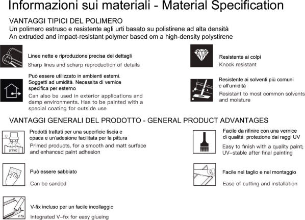 Lesena decorativa a parete pilastro colonna piatta 2000x95x13mm Fai da te/Prodotti per la costruzione/Materiali da costruzione/Infissi/Modanature Led Mall Home - Napoli, Commerciovirtuoso.it