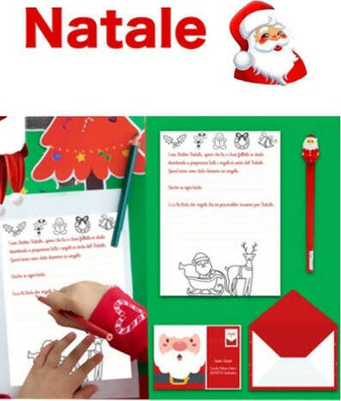 Letterina Di Babbo Natale Con Busta E Penna Colorata Cancelleria e prodotti per ufficio/Carta blocchi e quaderni/Biglietti e cartoncini/Biglietti di auguri Cartoleria Deja Vu - Crotone, Commerciovirtuoso.it