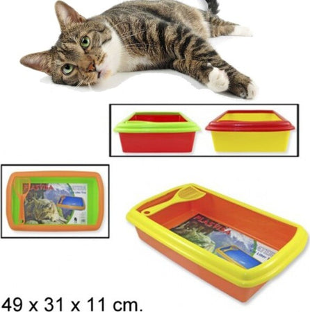 Lettiera-Igienica-In-Plastica-Aperta-Per-Gatti-Con-Setaccio-E-Paraschizzi
