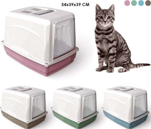 Lettiera-Toilette-Chiusa-Maniglia-Filtro-Per-Gatti-Gatto-Vicky-54x39x39-Igiene