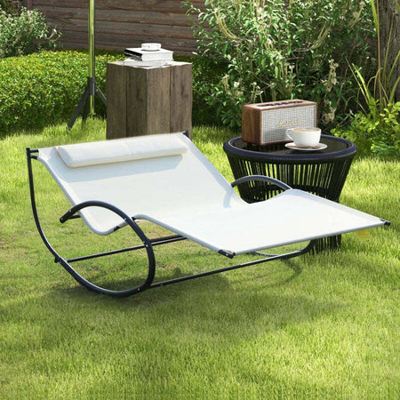 Lettino-Prendisole-2-Posti,-Sdraio-da-Giardino-a-Dondolo-in-Metallo-e-Texteline,-140x200x36-88cm,-Bianco-Crema-84A-027