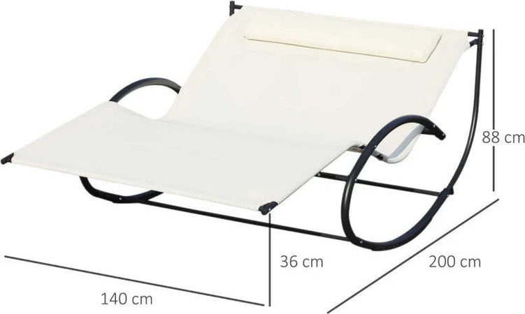 Lettino-Prendisole-2-Posti,-Sdraio-da-Giardino-a-Dondolo-in-Metallo-e-Texteline,-140x200x36-88cm,-Bianco-Crema-84A-027