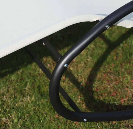 Lettino-Prendisole-2-Posti,-Sdraio-da-Giardino-a-Dondolo-in-Metallo-e-Texteline,-140x200x36-88cm,-Bianco-Crema-84A-027