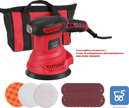 Meterk FL117 Levigatrice Orbitale 300W con 20 Carte Abrasive e Tampone di Lucidatura Ex Demo