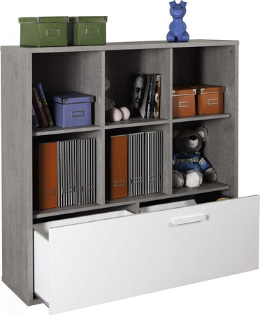 Libreria a 6 cubi con cestone doppio MiPiace elegante e moderna Casa e cucina/Arredamento/Studio/Mobiletti e credenze/Librerie Decor Space - Altamura, Commerciovirtuoso.it