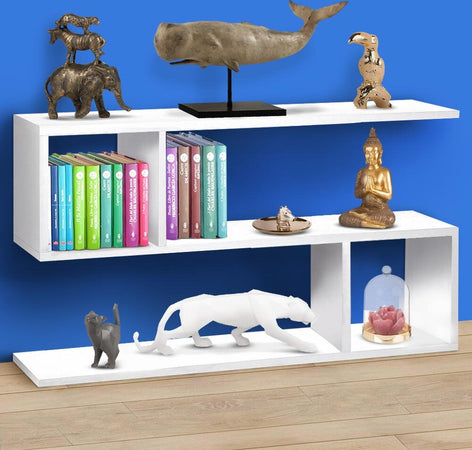 Libreria-Bassa-Design-Moderna-Scaffale-5-Ripiani-80x20x50cm-Casa-Ufficio-Bianco