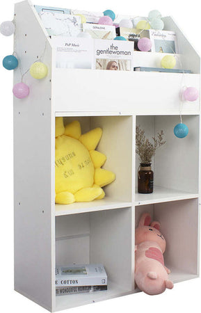 Libreria-Cameretta-Bambini-Legno-Scaffale-5-Ripiani-Porta-Giocattoli-Libri-Bianco
