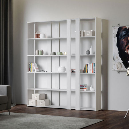 Libreria "Roma" a parete, in legno, con ripiani, per arredamento camere ed interni