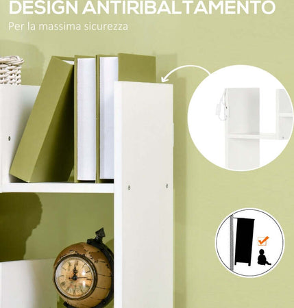 Libreria-Moderna-a-6-Livelli-con-11-Scaffali-Aperti-per-Studio-Soggiorno-ingresso-camera-FDR836-541WT55A