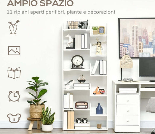 Libreria-Moderna-a-6-Livelli-con-11-Scaffali-Aperti-per-Studio-Soggiorno-ingresso-camera-FDR836-541WT55A