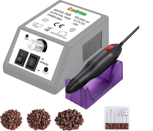 Limetta Elettrica per Unghie Professionale, Cadrim Macchina per Manicure Pedicure Kit perLimare Unghia, Portatile Elettronica Limetta Drill Acrilica (20000RPM) (Grigio)