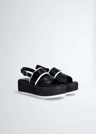 Liu Jo Donna Sandali in Pelle Suola Platform 6,5 Cm Con Logo Nuova Collezione