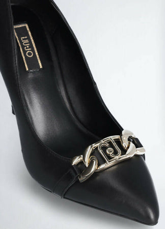 Liu Jo Sf3025 P0062 Décolleté Nere Donna Con Catena Scarpa Col Tacco Liujo