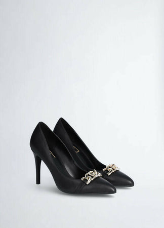 Liu Jo Sf3025 P0062 Décolleté Nere Donna Con Catena Scarpa Col Tacco Liujo