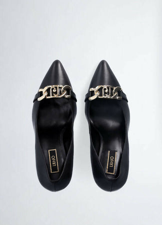 Liu Jo Sf3025 P0062 Décolleté Nere Donna Con Catena Scarpa Col Tacco Liujo