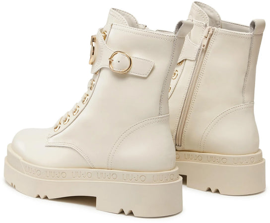 Liu Jo Stivaletti Love 40 Sf3037 P0102 Ivory S1185 Liujo Donna Anfibi Platform In Pelle Nuova Collezione