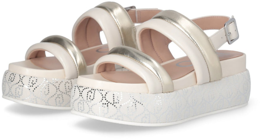Liujo Sandali Donna Platform Con Fascette Bold Shiny Nappa Metallic Butter Sa4153 Px487 S1858