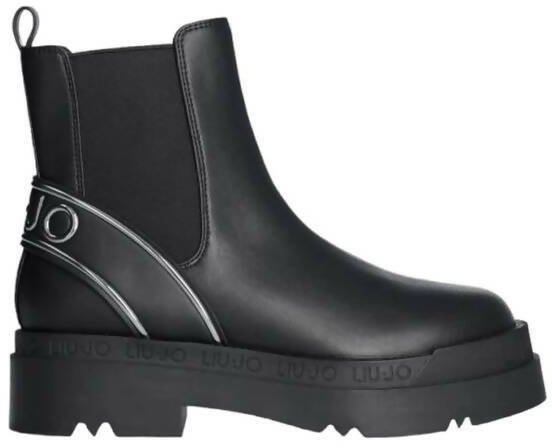 Liujo Stivaletto Beatles Donna Nero Stivaletti Con Maxi Logo Suola Platform Plateau 5cm SF3033EX197 22222 BLACK