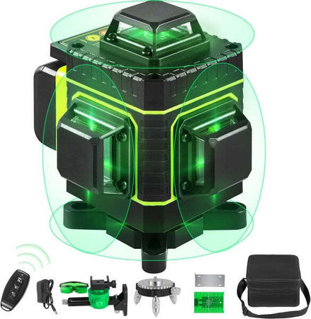 Livella-Laser-A-Verde-16-Linee-Autolivellante-4x360°-Con-Base-Di-Treppiede