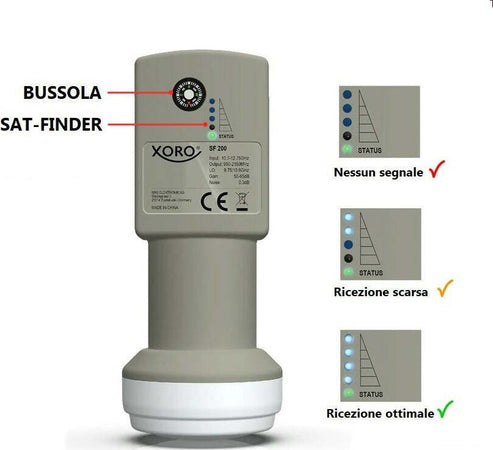 LNB-Twin-XORO-SF-200-con-Sat-Finder-e-Bussola-integrati