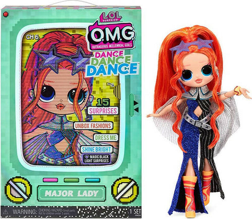 L.o.l.-Surprise!-Omg-Dance-Dance-Dance-Bambola-Major-Lady,-Con-15-Sorprese,-Abiti-Firmati,-Black-Light-Magica,-Accessori-Di-Moda,-Scarpe,-Supporto-E-Confezione-Tv,-Adatto-Dai-4-Anni-In-Su-Mga