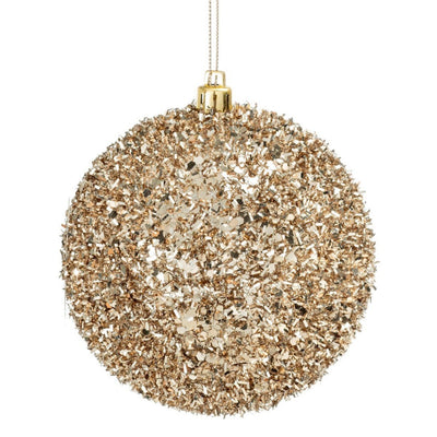 Palline per albero di Natale in vetro Champagne Oro con pendaglio Tinta Unita