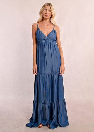 Abito Molly Bracken in denim scollo a v