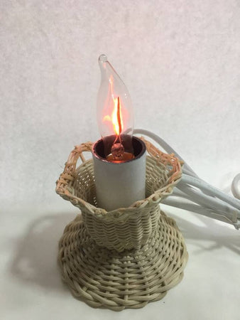 LUCCIOLA CESTINO CON PORTALAMPADA E LAMPADINA EFFETTO FUOCO CON CAVO E SPINA
