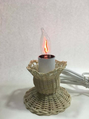LUCCIOLA CESTINO CON PORTALAMPADA E LAMPADINA EFFETTO FUOCO CON CAVO E SPINA
