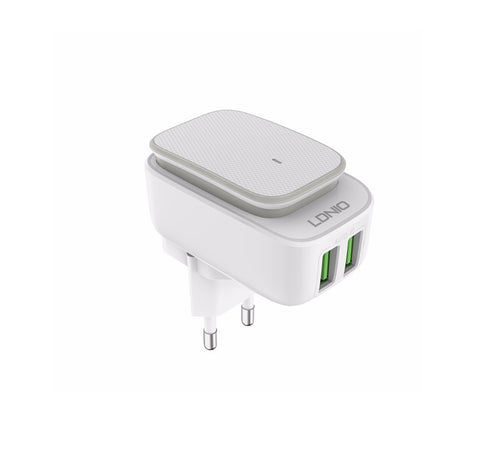 Caricabatteria con doppia porta USB e luce notturna touch