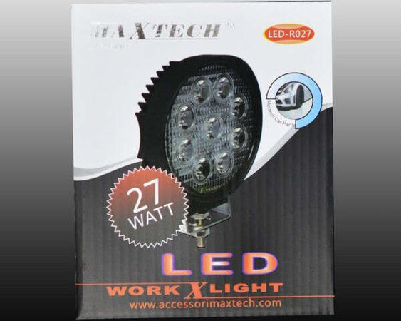 Luci-Di-Lavoro-27-Watt-A-Led-Da-Faro-Rotondo-Per-Ricambio-Auto-Maxtech-Led-r027