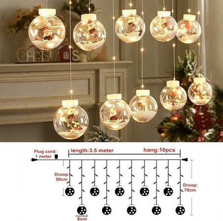 LUCI-DI-NATALE-SFERE-BABBO-NATALE-TENDA-NATALIZIA-LUMINOSA-LED-3MT-10-PALLE-LUCE-CALDA