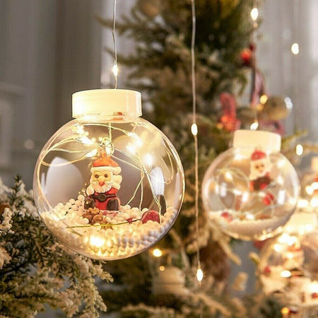 LUCI-DI-NATALE-SFERE-BABBO-NATALE-TENDA-NATALIZIA-LUMINOSA-LED-3MT-10-PALLE-LUCE-CALDA