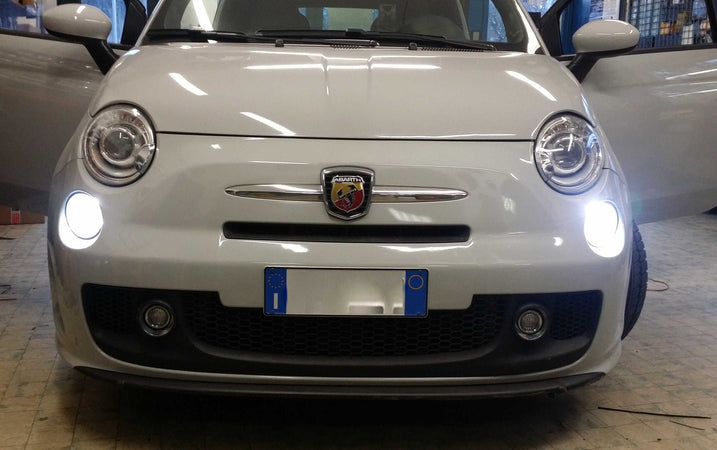 2 LUCI FIAT 500L 2017 LED DIURNE KIT DRL T20 W21/5W 7443 36 LED CANBUS NO ERRORE BIANCO GHIACCIO 6000K