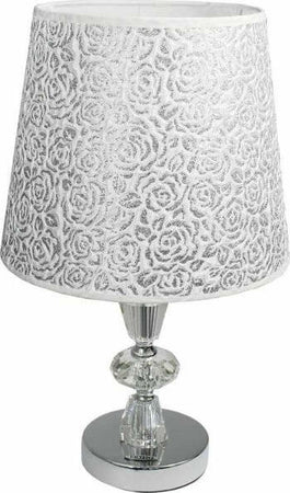 Lume-Da-Comodino-Moderno-Abat-Jour-Lumetto-Tavolo-Acciaio-Paralume-Glitter-D19a