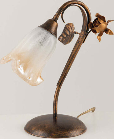 Lumetto-Classico-Arte-Povera-Ferro-Battuto-Marrone-e-Oro-Serie-Cestino