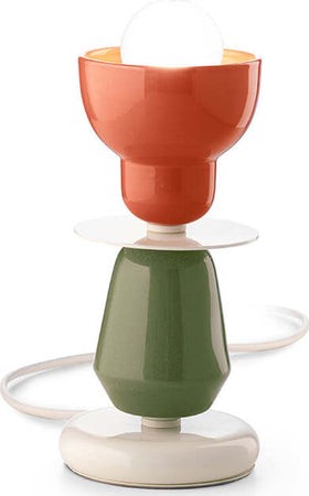 Lumetto-Vintage-Decò-Berimbau-Ferro-Ceramica-Arancio-Pokè-E-Verde-1-Luce-E27