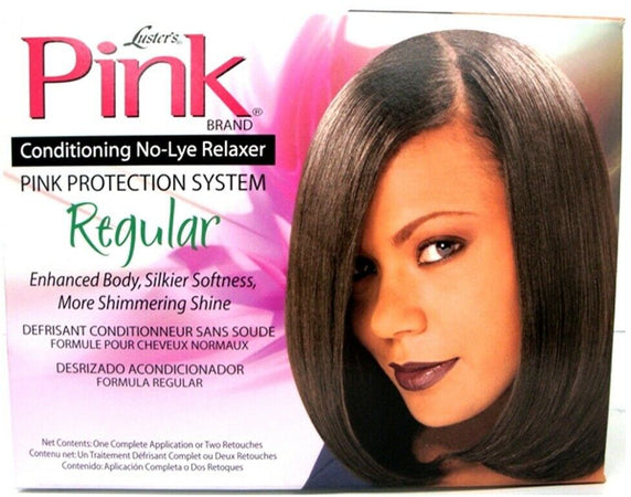 Luster's Pink Relaxer Regular Strengths Relaxer Kit Stiraggio per Capelli Afro Con Burro Di Karitè per Capelli Lisci E Setosi