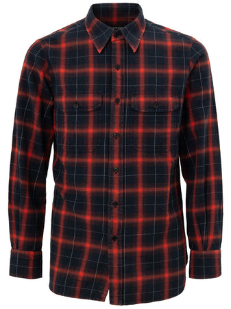 Tom Ford Camicia a quadri in misto cotone da uomo