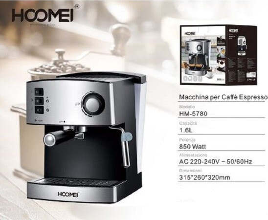 Macchina-Per-Caffè-Espresso-850-Watt-1.6lt-Cappuccino-System-15-Bar-Corpo-Inox