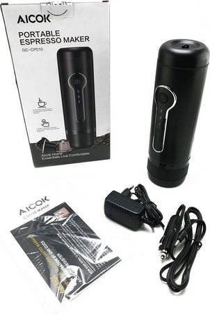 MACCHINA PER CAFFÈ PORTATILE A BATTERIA COMPATIBILE CON CIALDE NESPRESSO L'OR FUNZIONAMENTO 220V 12V AUTO