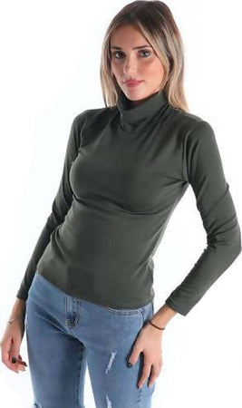 Maglia Collo alto Donna Lupetto sotto Giacca Microfibra Aderente Dolcevita Tinta Unita Verde Grigio Rosso Blu Maglia donna L'Orchidea - Siderno, Commerciovirtuoso.it