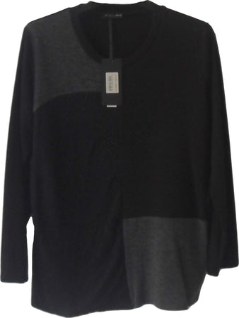 art. ma03868maglia girocollo da donna nera e grigia per signora elegante maglia donna a girocollo CLARA BARONI Maglieria donna L'Orchidea - Siderno, Commerciovirtuoso.it