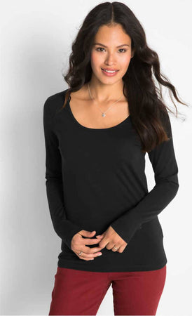 Maglia Donna Manica Lunga Nera Scollo Rotondo Made in Italy Maniche Lunghe Aderente non Segna Maglietta per Lei T-shirt art. ir/md/43 Maglia donna L'Orchidea - Siderno, Commerciovirtuoso.it