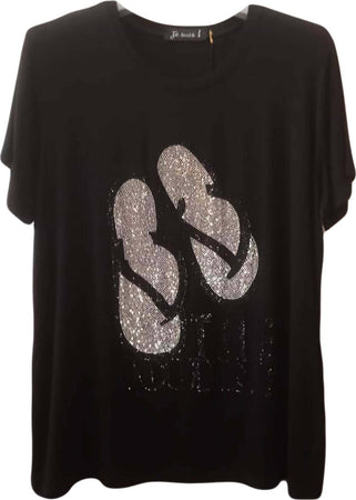 Maglia Donna Over Made in Italy Maglietta Nera Maniche Corte Estiva Girocollo Mezze Maniche Top Signora Estate Nero ART.116863 maglia donna L'Orchidea - Siderno, Commerciovirtuoso.it