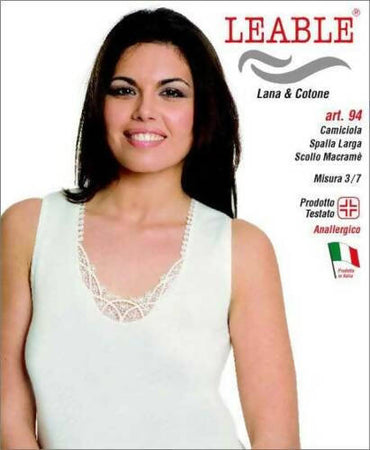 Maglia intima donna 3 pezzi LEABLE art. 94 camiciola spalla larga interno cotone esterno lana Intimo LEABLE da donna confezione 3
