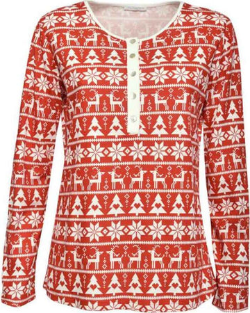 Maglia Pigiama Donna Verdissima Maglia Girocllo E Maniche Lunghe Rossa Fantasia Scollo Rotondo Con Bottoni Maglia Pigiama in Tessuto 100% Cotone Moda/Donna/Abbigliamento/Abbigliamento da notte lingerie e intimo/Pigiami e camicie da notte/Maglie pigiama You Store - Messina, Commerciovirtuoso.it